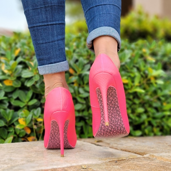 Women's Pink Pointed Toe Stiletto Pumps High Heels - Picture 4 of 6